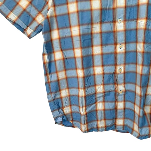 Tommy Bahama Jeans Plaid Shirt Large Blue Orange Cotton Button Down Resort - Picture 2 of 16